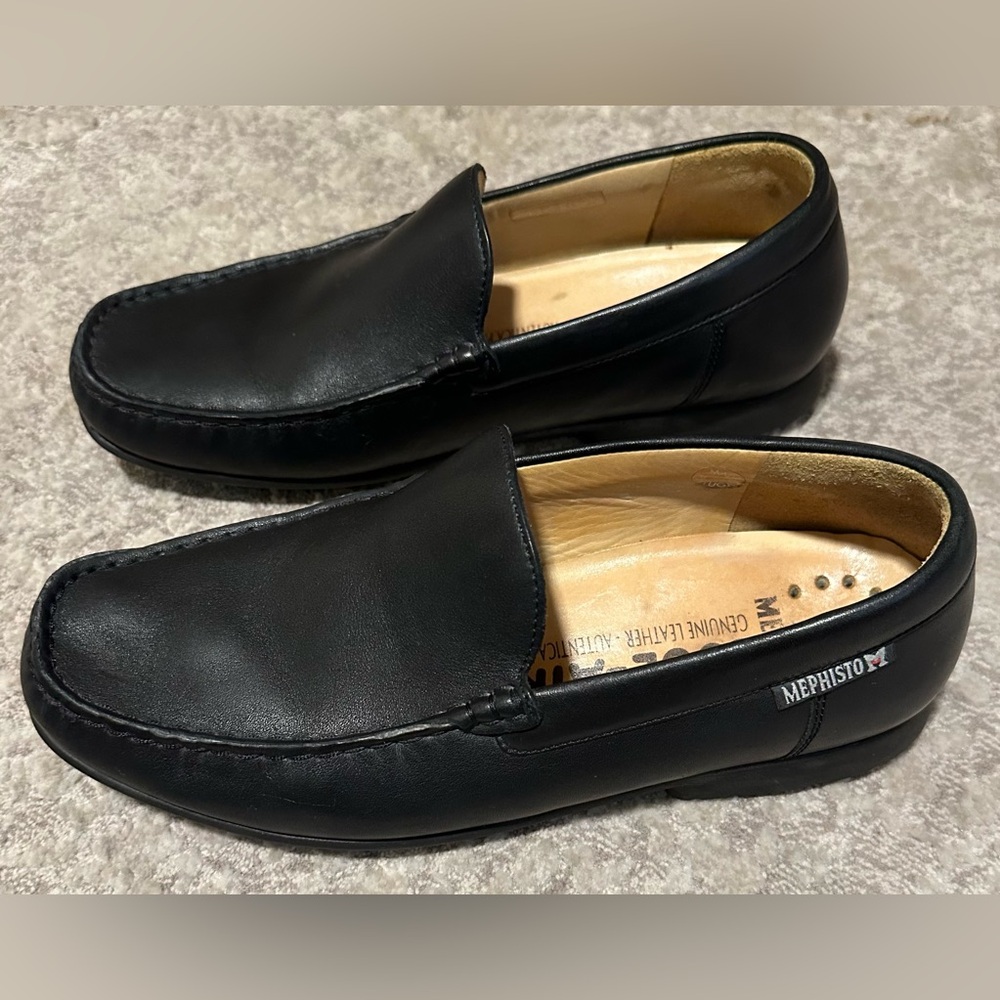 Men’s Mephisto Slip On Cool Air Loafers Black Genuine Leather Size 8 - Picture 2 of 8